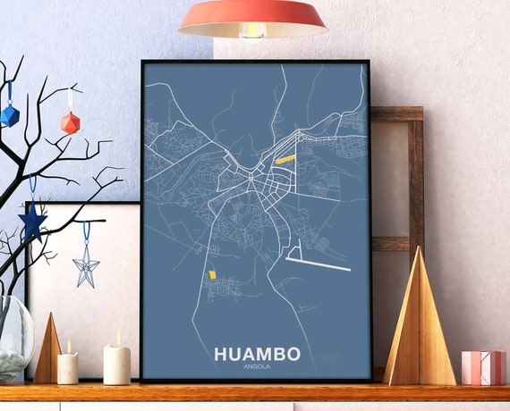 Huambo Angola Poster Color Hometown City Print Modern Home Decor Office Decoration Wall Art Dorm Bedroom Gift