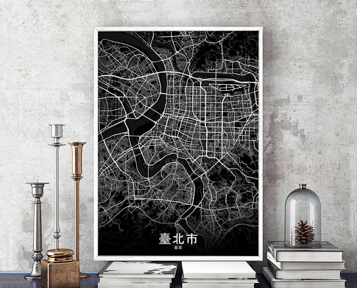 Taipei Taiwan Map Poster, Modern Home Decor