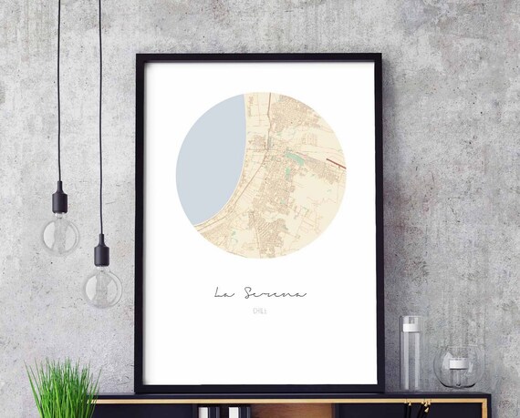 La Serena Chile Minimalist Round City Street Map Modern Hometown Art Poster