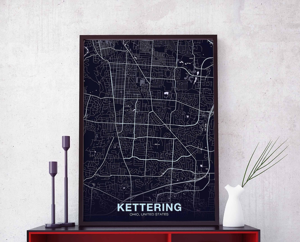 Kettering Ohio USA Poster, Modern City Print