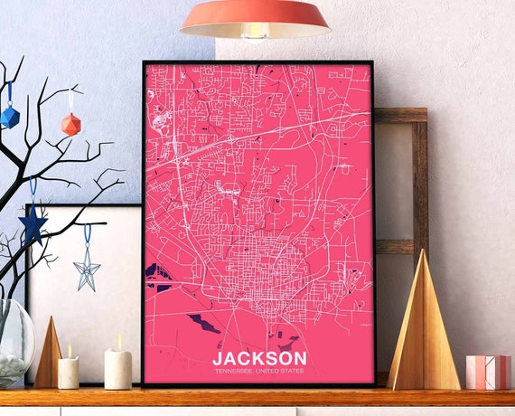 Jackson Tennessee Tn Usa Poster Color Hometown City Print Modern Home Decor Office Decoration Wall Art Dorm Bedroom Gift