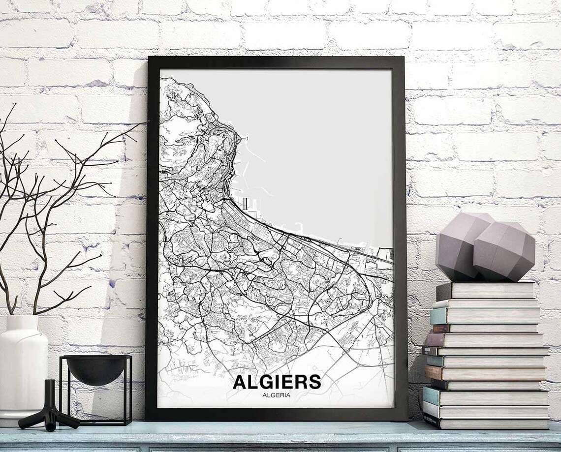 Algiers Algeria Map Poster, Modern Travel Poster