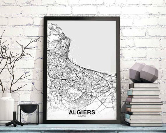 Algiers Algeria Map Poster, Modern Travel Poster