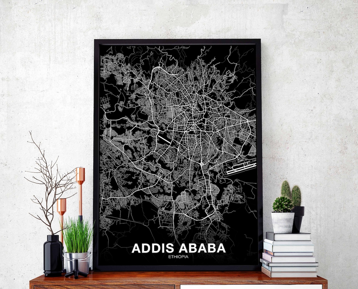 Addis Ababa Ethiopia Map Poster, Modern City Print