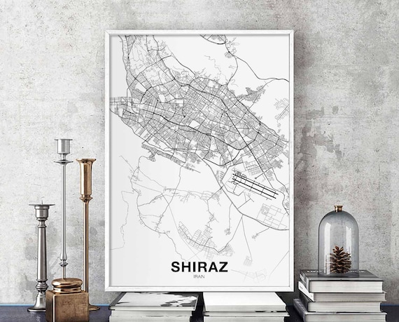Shiraz Iran Map Poster Hometown City Print Modern Home Decor Office Decoration Wall Art Dorm Bedroom Gift