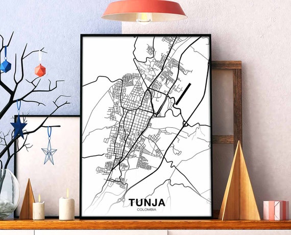 Tunja Colombia Map Poster, Modern Home Decor