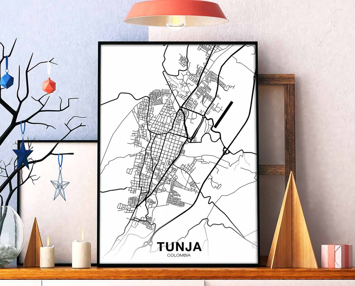 Tunja Colombia Map Poster, Modern Home Decor