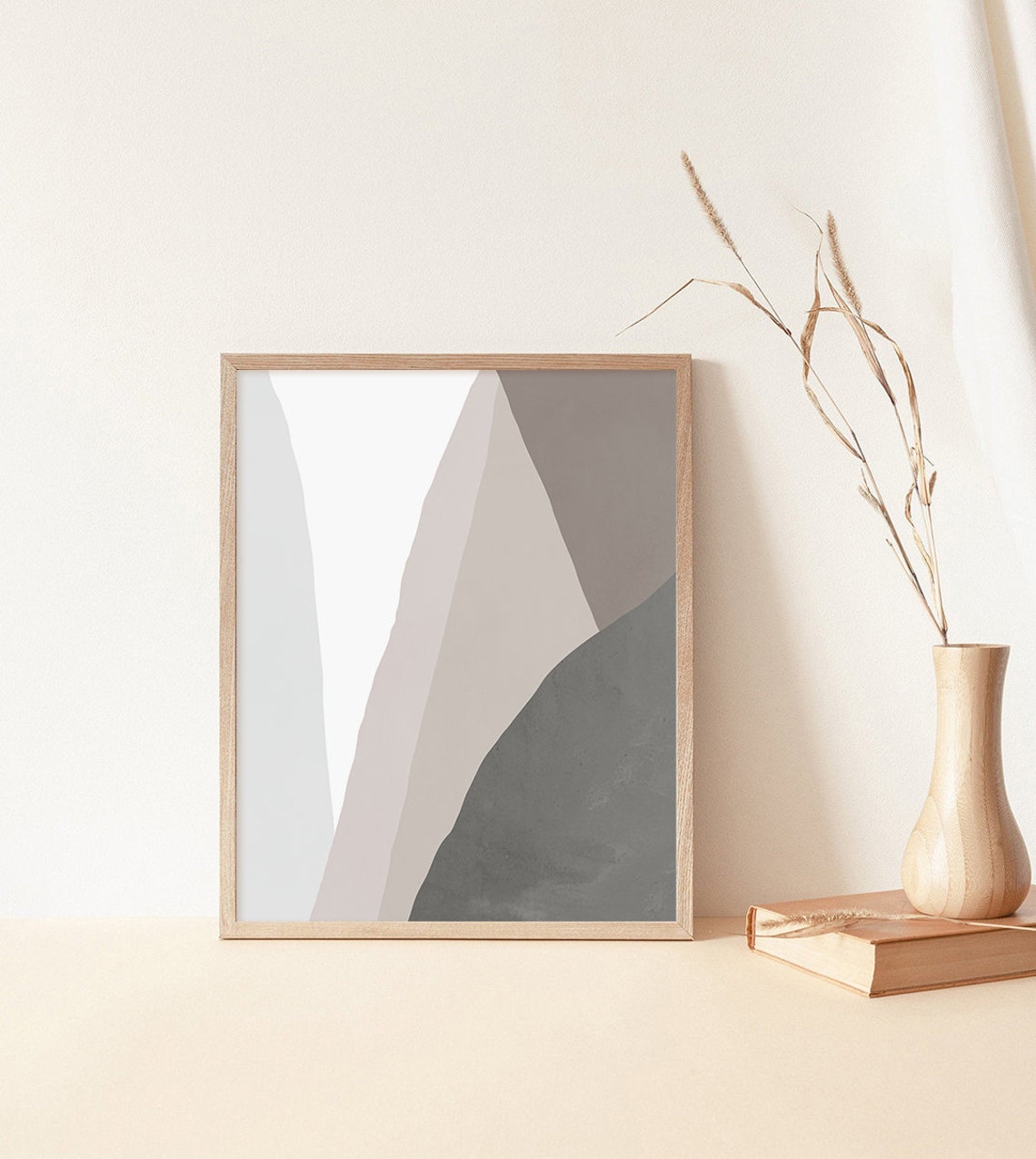 Calm Gray Beige White Color Block Minimalist Modern Wall Art - Image 2
