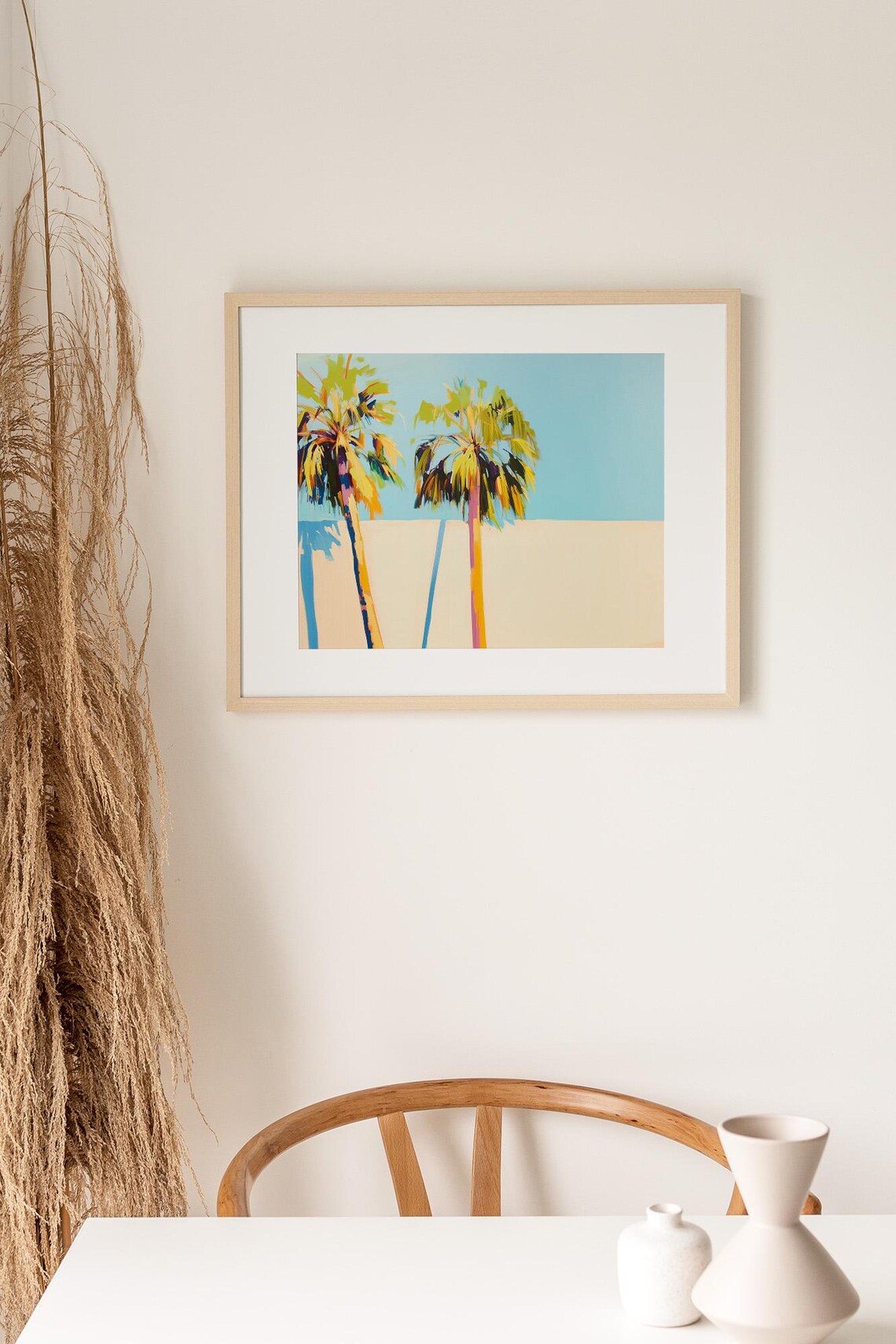 Colorful Palm Trees Turquoise Sky Mid Century Beach Painting Poster - Image 2