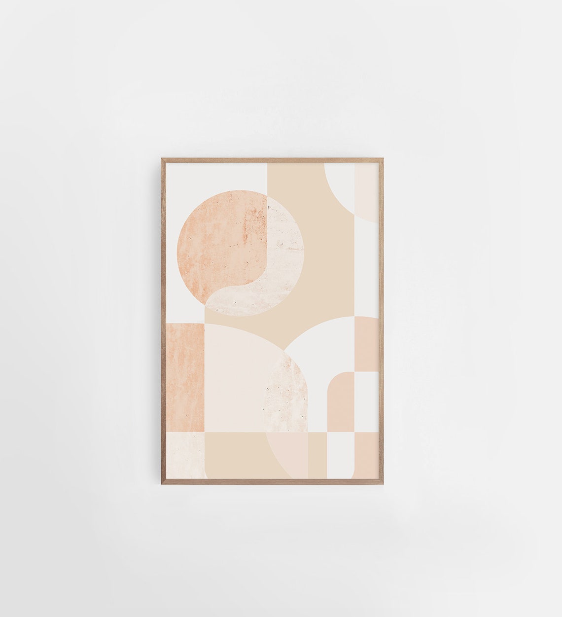 Beige Geometric Circle Arch Mid Century Modern Bauhaus Poster