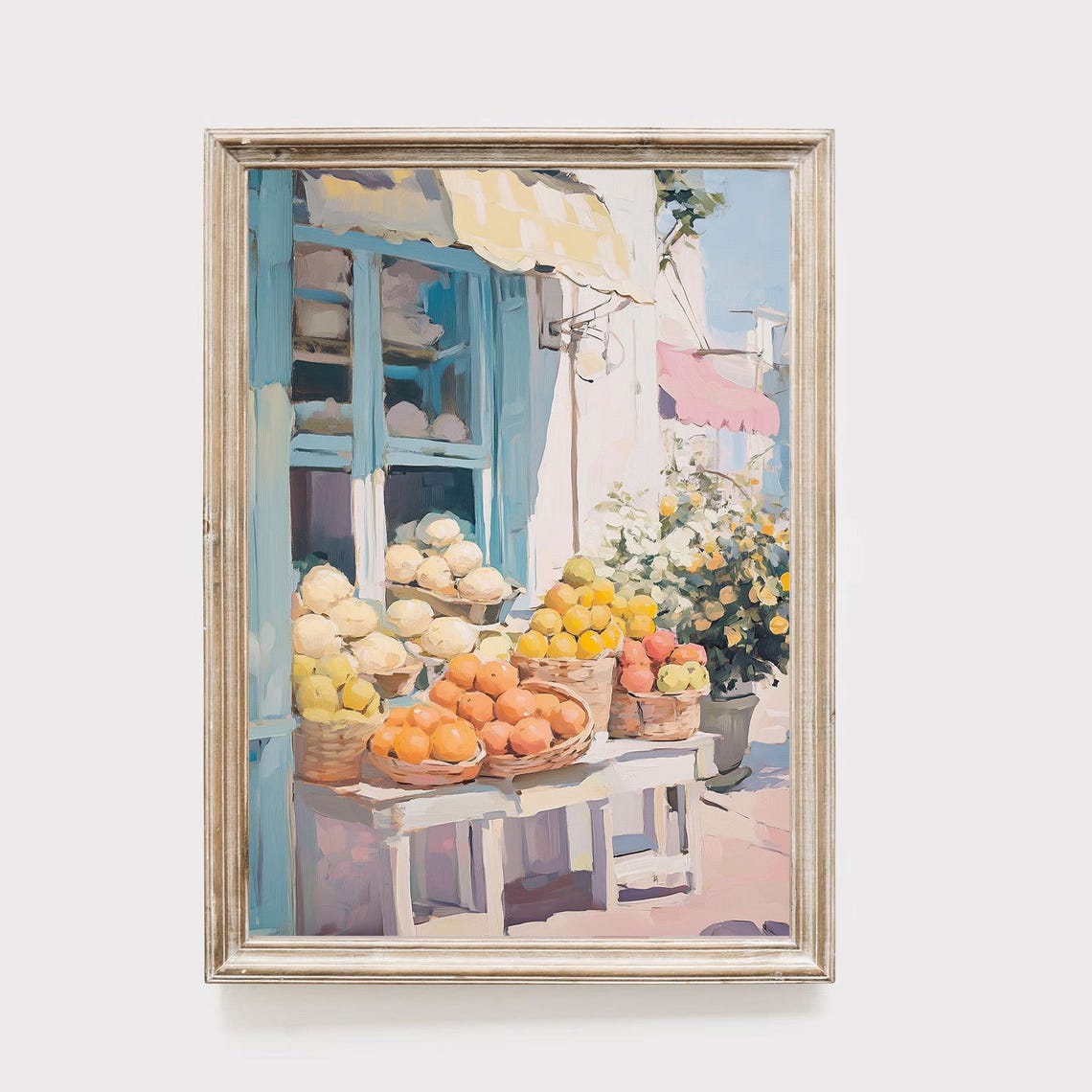 Mediterranean Fruit Stand Citrus Market Painting Kitchen Wall Art