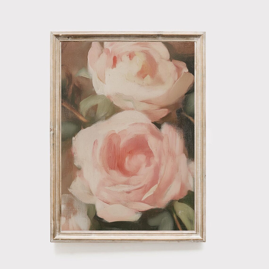 Blush Pink Roses Oil Painting Romantic Floral Bouquet Poster