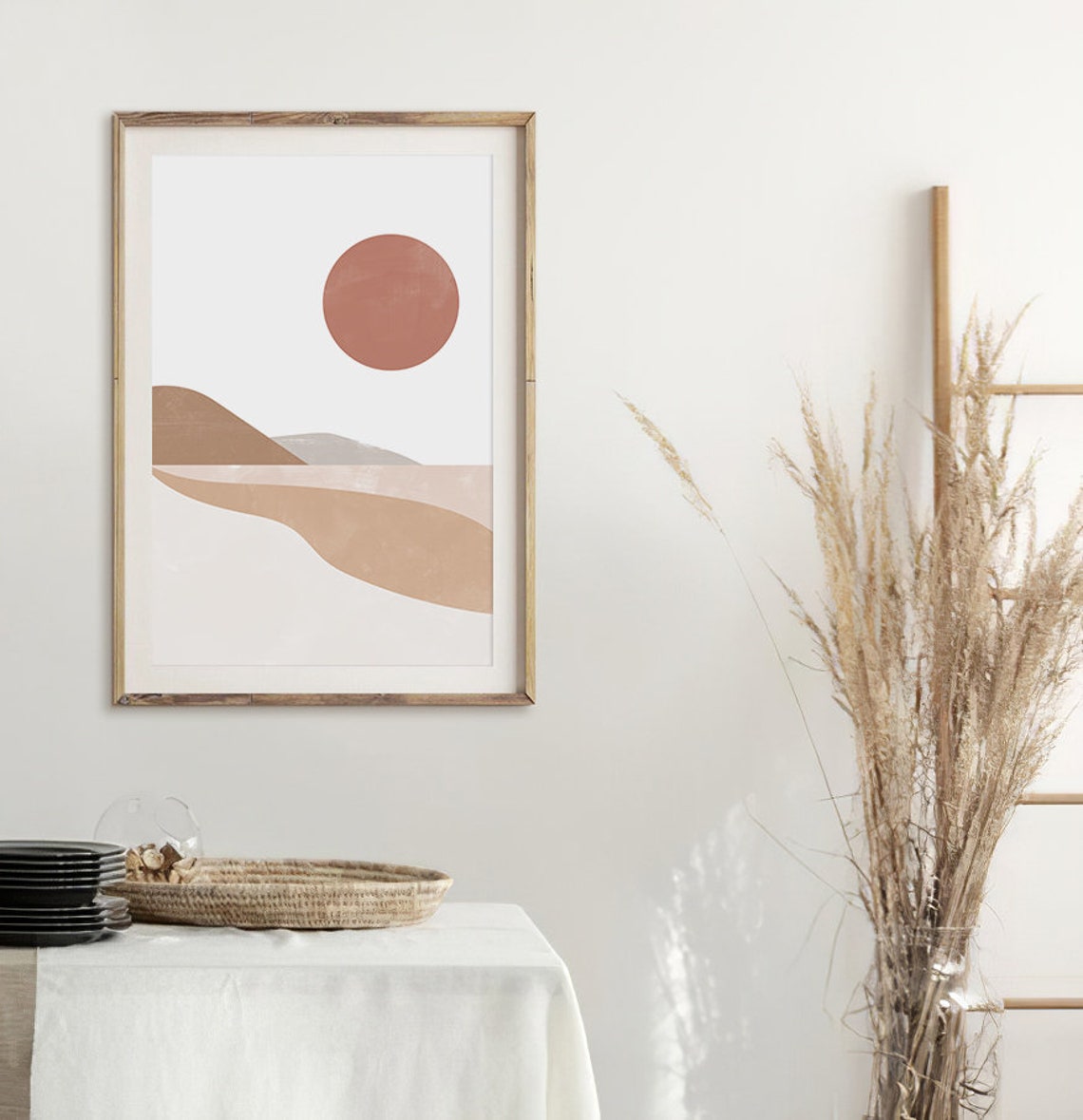 Terracotta Sun Minimalist Boho Desert Landscape Abstract Poster - Image 3