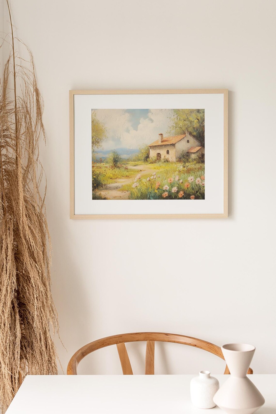 Mediterranean Farmhouse With Wildflowers Along a Country Lane Poster - Image 3