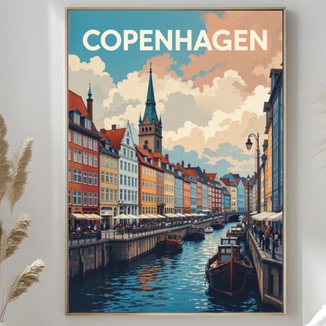 Copenhagen Nyhavn Colorful Canal Houses Boats Denmark Poster