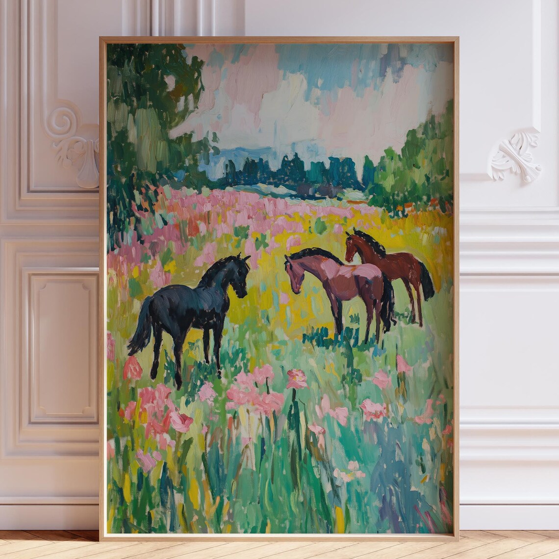 Pink Horse Watercolor Art Print For Girls