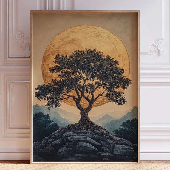 Tree Of Life Wall Art Print Zen Meditation Spiritual Painting Mindful Vertical