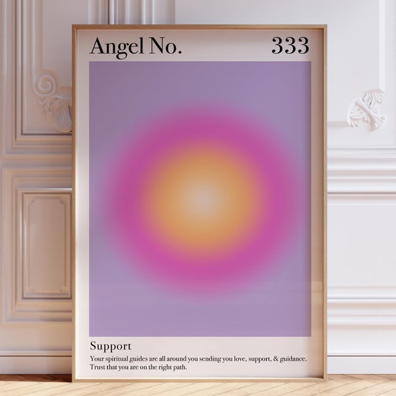 Purple Aura Poster 333 Angel Number Pink Wall Art Print Psychedelic Spiritual Meditation