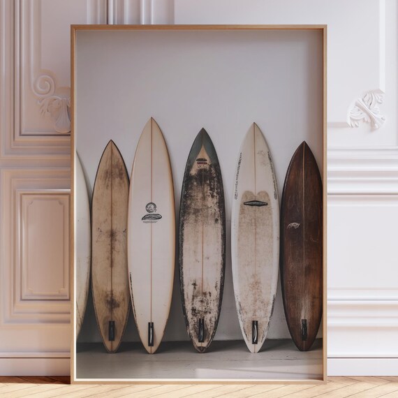 Vintage Surf Art Print Surfboard Surfing Poster Summer Wall Beachy Room Decor Rustic Beach