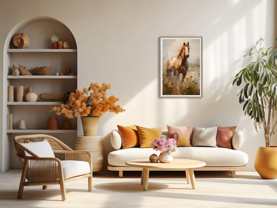 Horse Wall Decor Animal Scenery Animal Portrait Horse Print Oil Painting Wild Horse Home Decor Pet Wall Art - Image 2