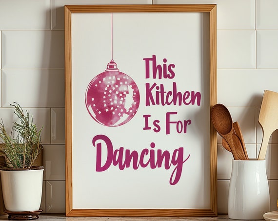 Disco Ball Kitchen Print Retro Wall Art Funny Housewarming Gift