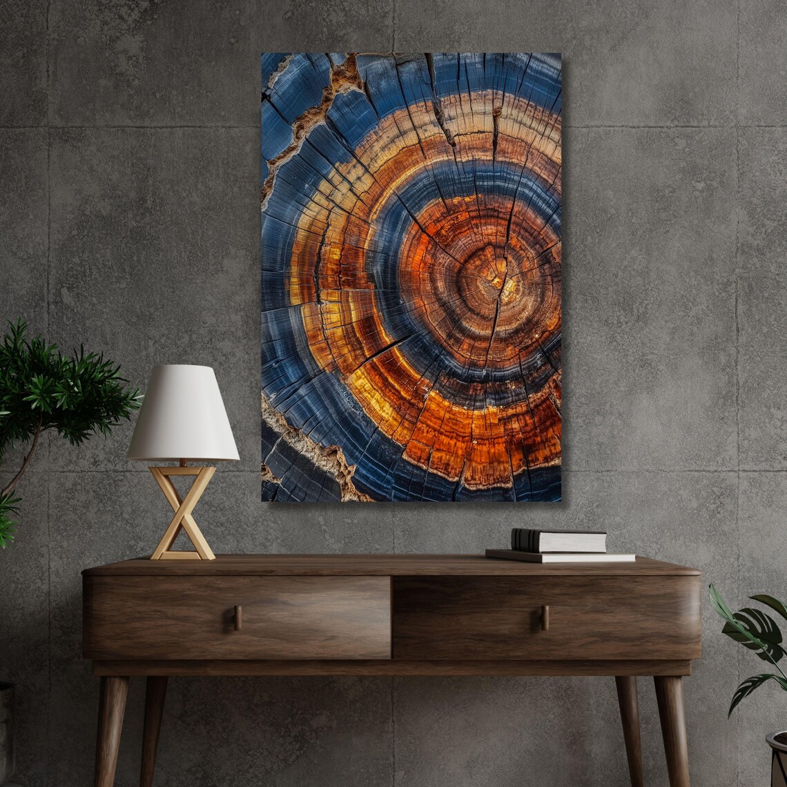 Tree Ring Wall Art Abstract Colorful Tree Ring Wall Decor Farmhouse Living Room Print Minimalist Home Modern Art - Image 4