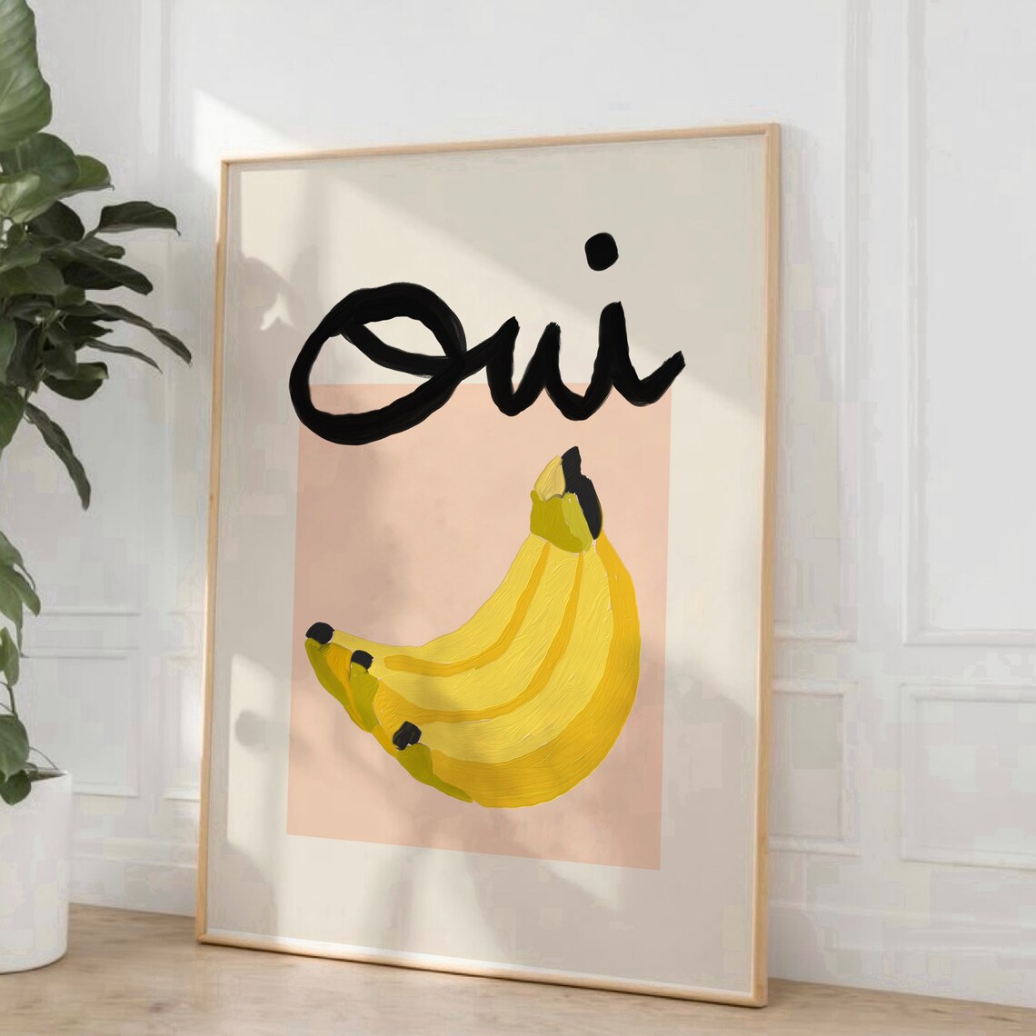 Oui Banana French Retro Pop Kitchen Fruit Illustration Poster - Image 2