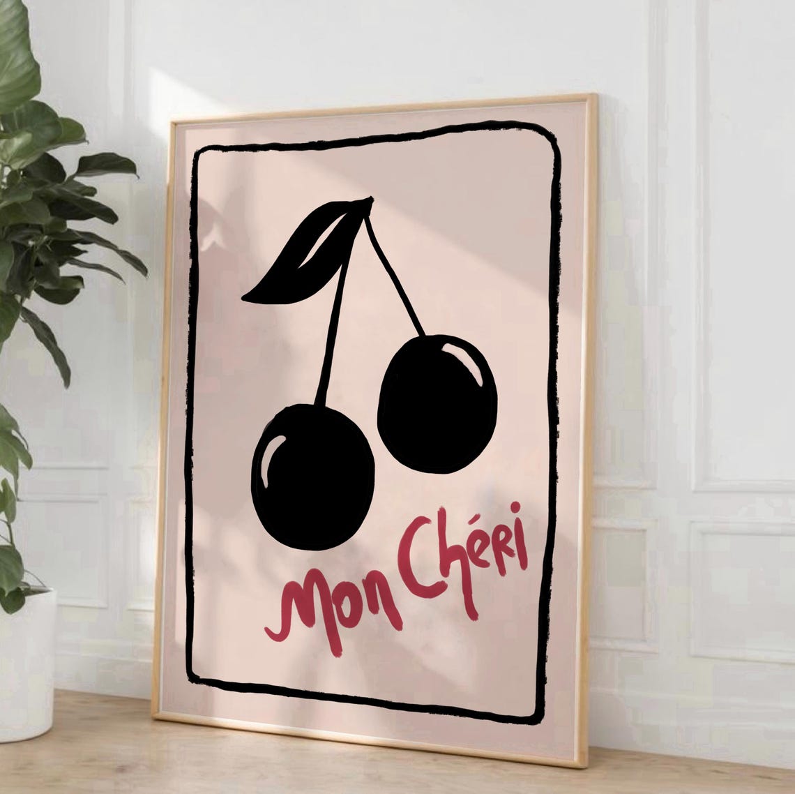 Mon Cheri Black Cherry French Retro Kitchen Wall Decor Poster - Image 2