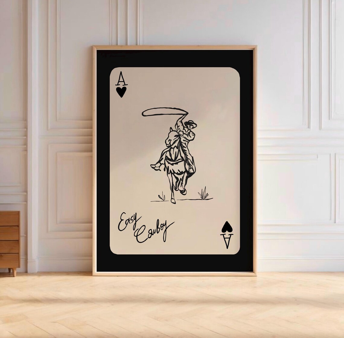 Cowboy Sketch Playing Card Western Art Print - Image 2