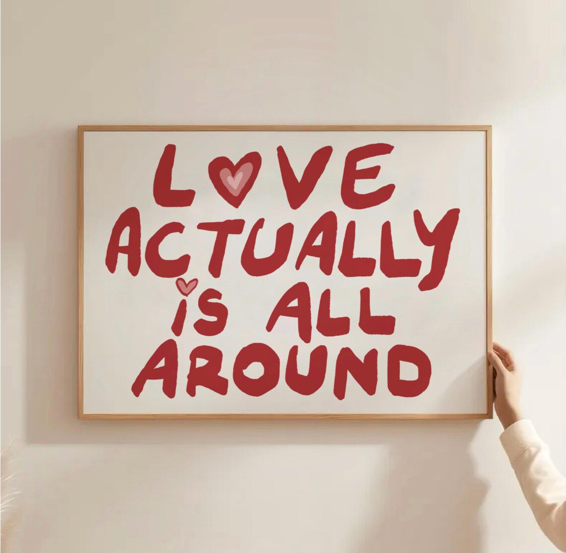 Love Actually Is All Around Retro Quote Art Print - Image 3