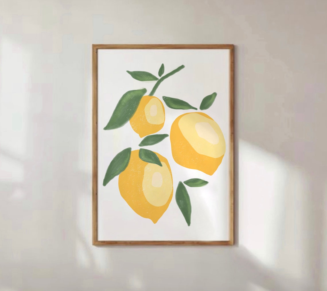 Lemon Branch Watercolor Citrus Fruit Illustration Kitchen Wall Poster - Image 2
