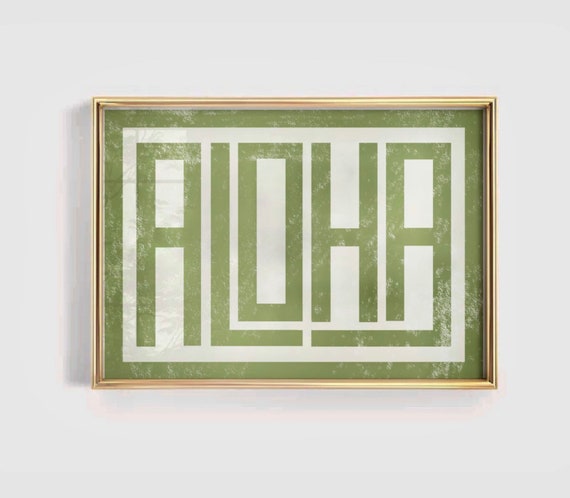 Aloha Typography Print, Retro Hawaiian Wall Art