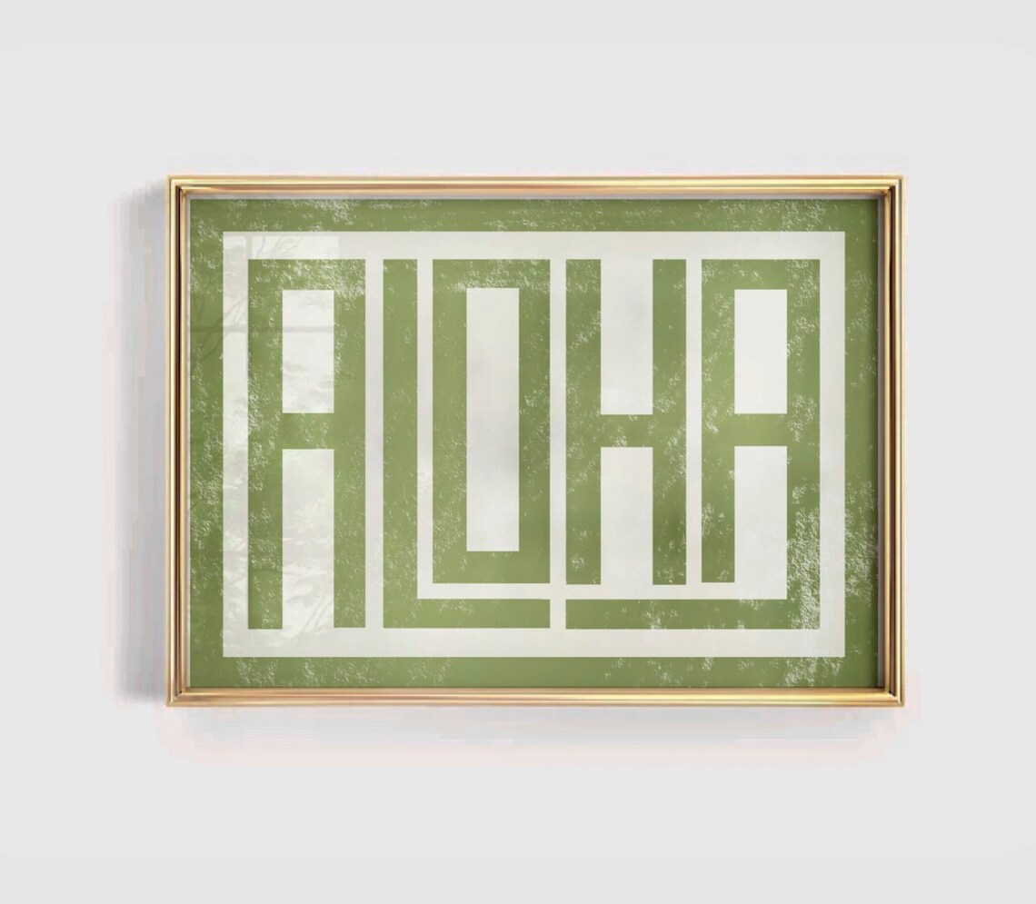 Aloha Typography Print, Retro Hawaiian Wall Art