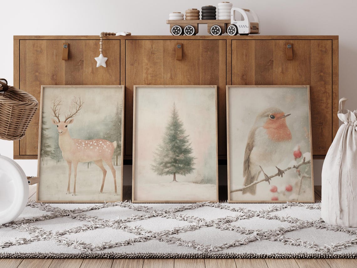 Minimalist Pine Tree Winter Forest Poster Neutral Mantel Wall Decor - Image 4