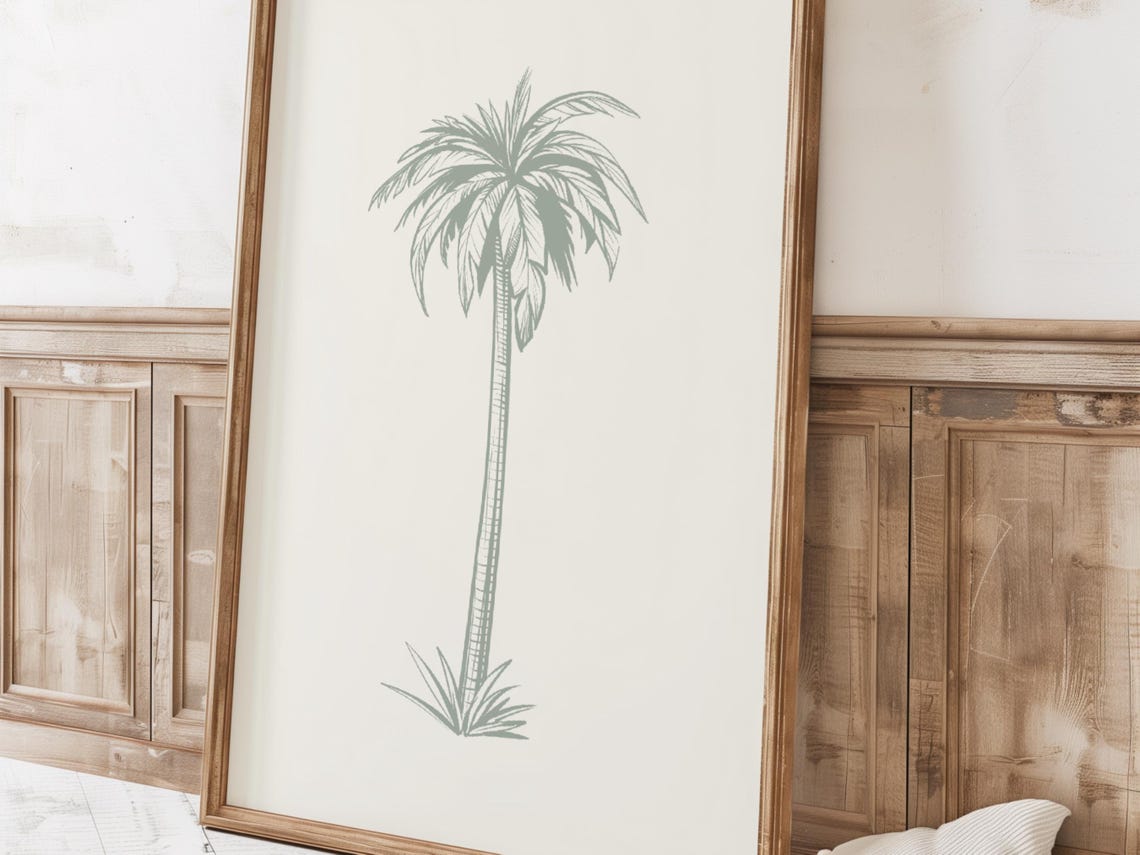 Palm Tree Beach Print Coastal Beach House Decor Surf Nursery Beach Kids Room Print Single Palm Tree Tropical Paradise Wall Art - Image 4