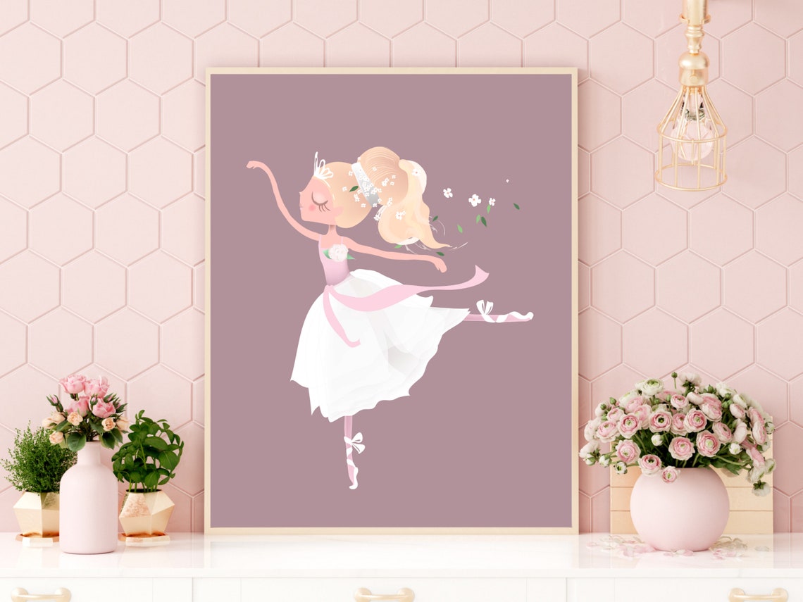 Graceful Ballerina Art Ballet Dancer Nursery Decor Ballerina Girls Room Wall Art Feminine Girls Nursery Art - Image 3