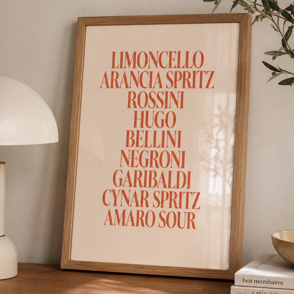 Italian Cocktails Limoncello Negroni Spritz Typography Poster