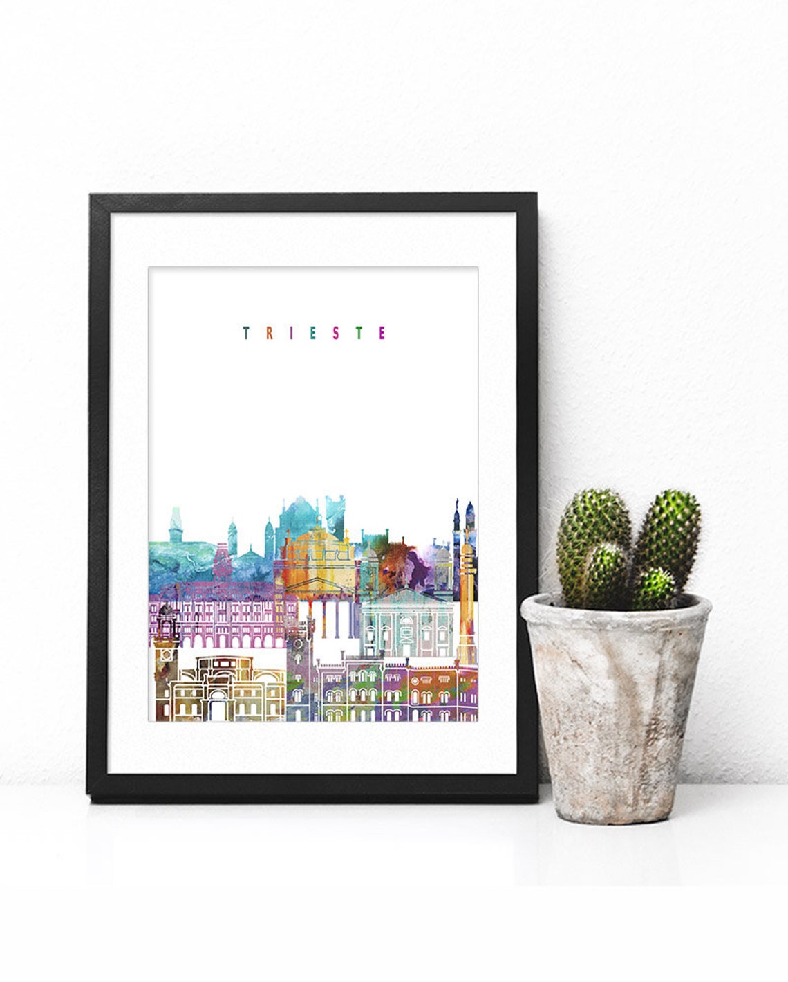 Trieste Watercolor City Skyline Italy Print Home Decor Modern Gift - Image 2