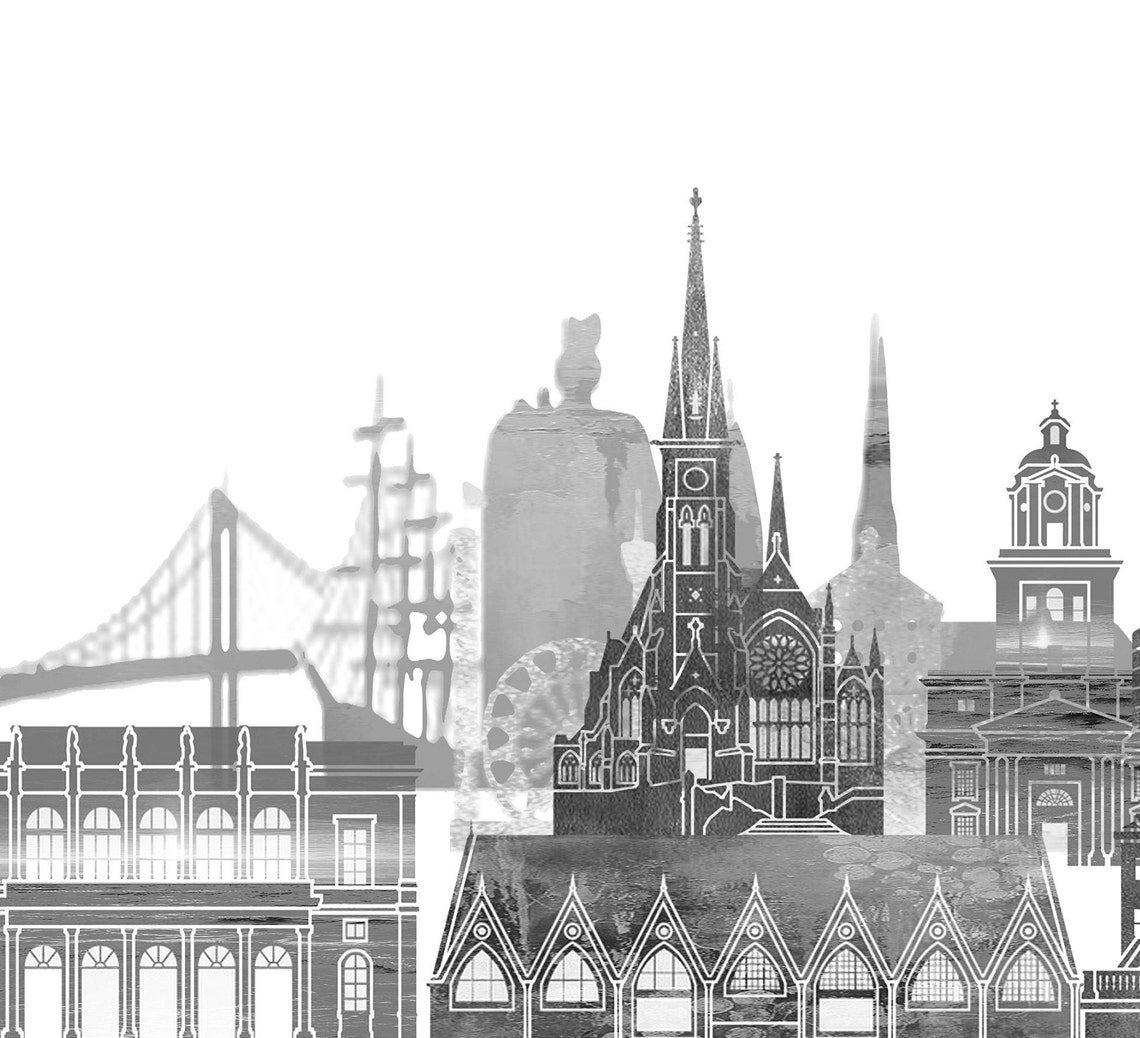 Gothenburg Black and White City Skyline Print Home Decor Modern - Image 2