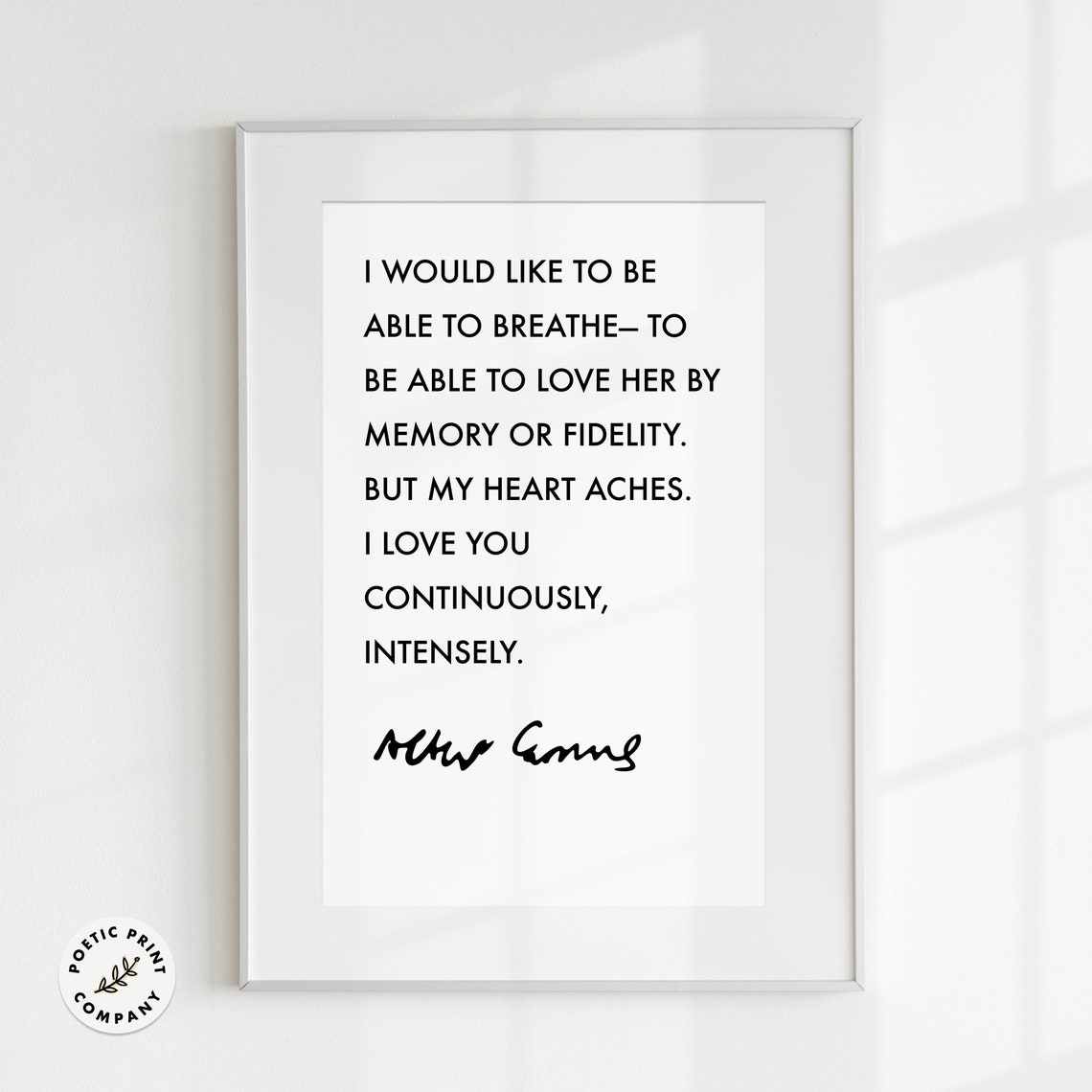 Albert Camus I Love You Continuously Intensely Love Quote Poster Art - Image 6