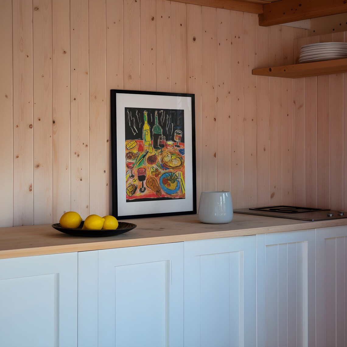 Dinner Table Food Sketch, Vintage Retro Kitchen Poster - Image 3