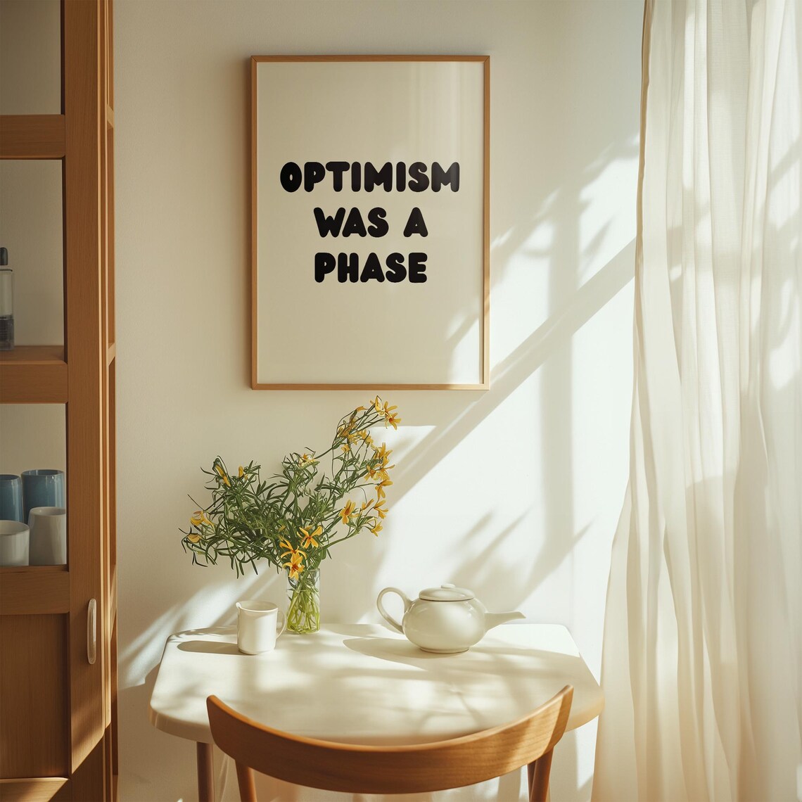 Optimism Was a Phase Bold Black Bubble Letter Funny Quote Poster - Image 2