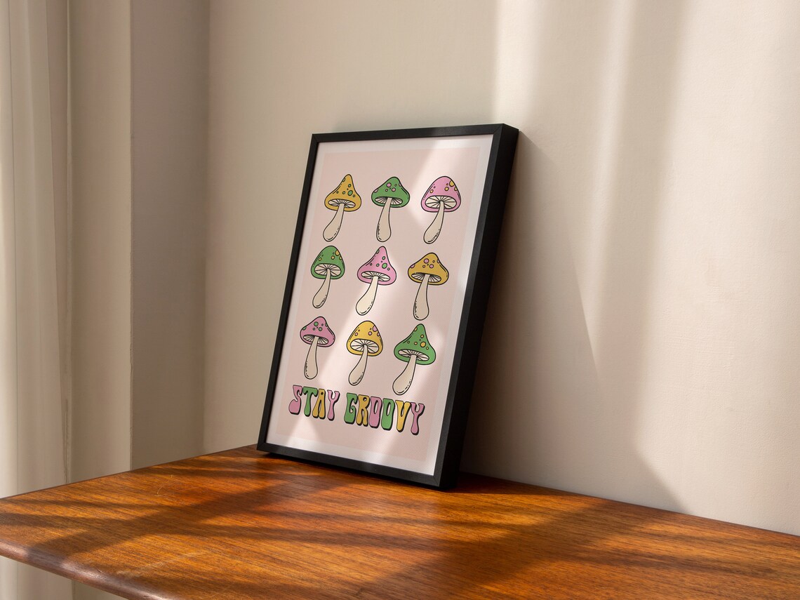 Stay Groovy Pastel Mushroom Print, Y2K Retro Art - Image 2
