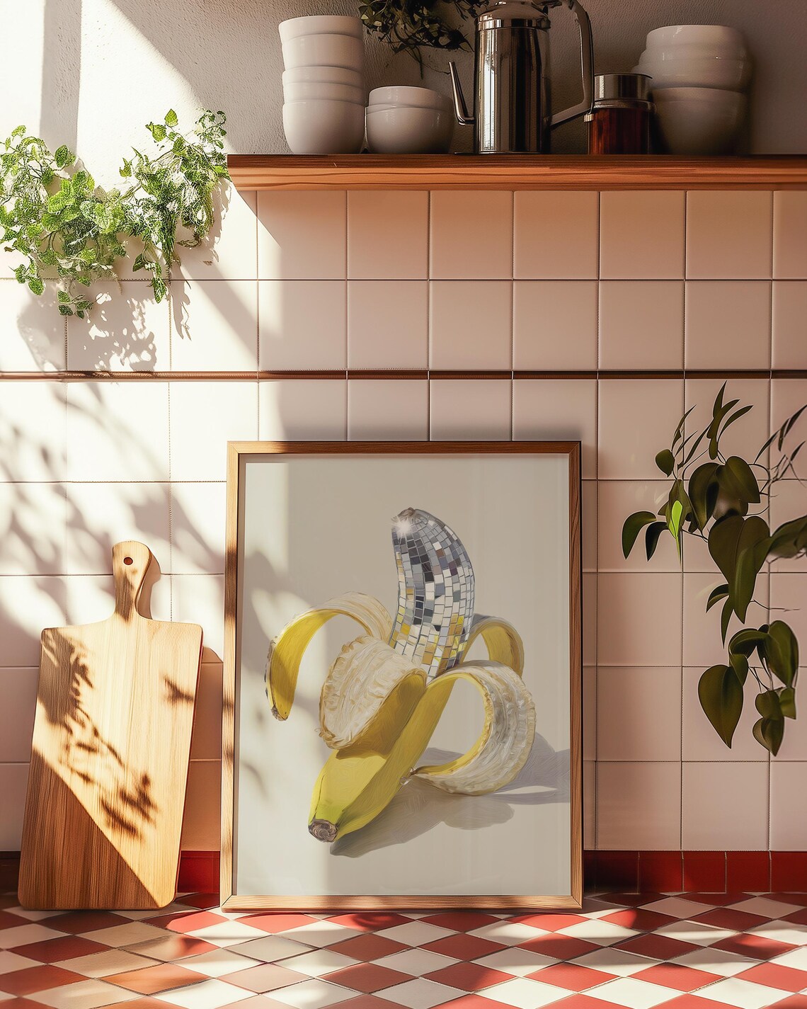 Disco Ball Banana Print, Retro Kitchen Poster - Image 3