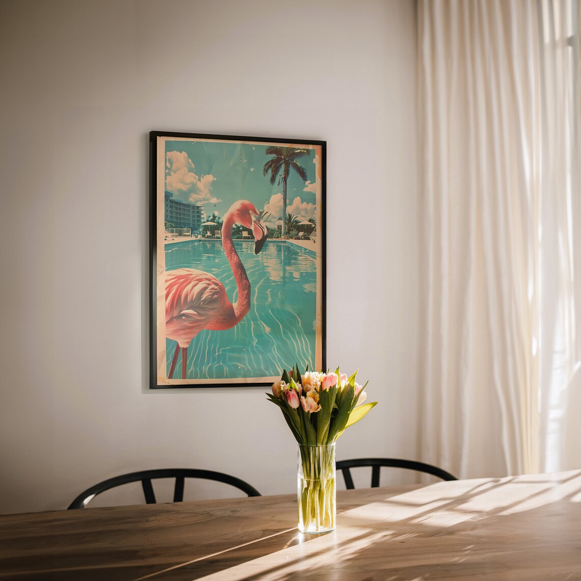 Vintage Flamingo in Miami, Tropical Bird Art Print - Image 4