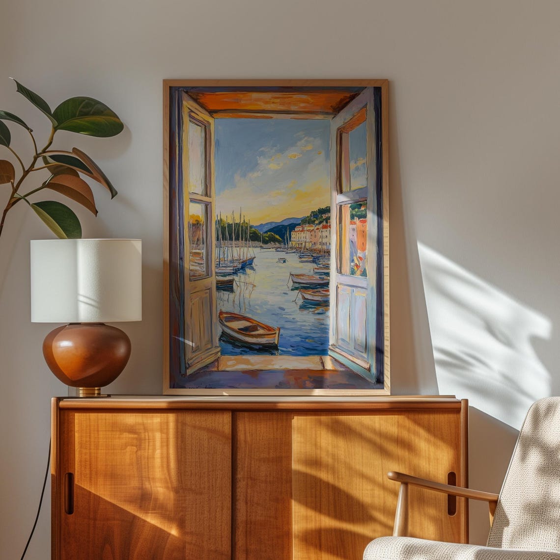 Open Window Matisse-Inspired Fauvism Harbour Art Print - Image 2