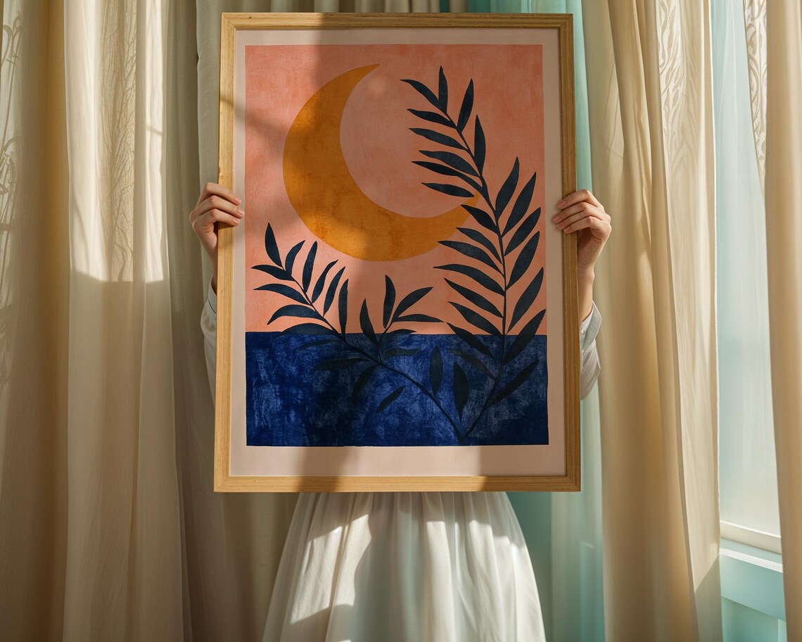 Mid-Century Moon Celestial Abstract Art Print - Image 2