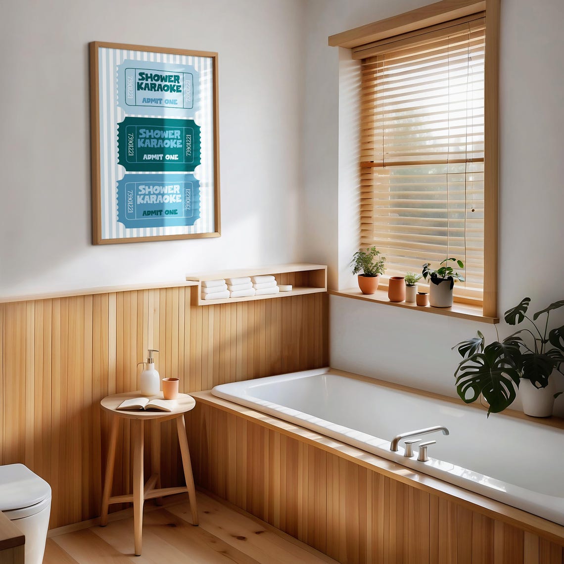 Shower Karaoke Admit One Retro Ticket Funny Bathroom Wall Art - Image 3