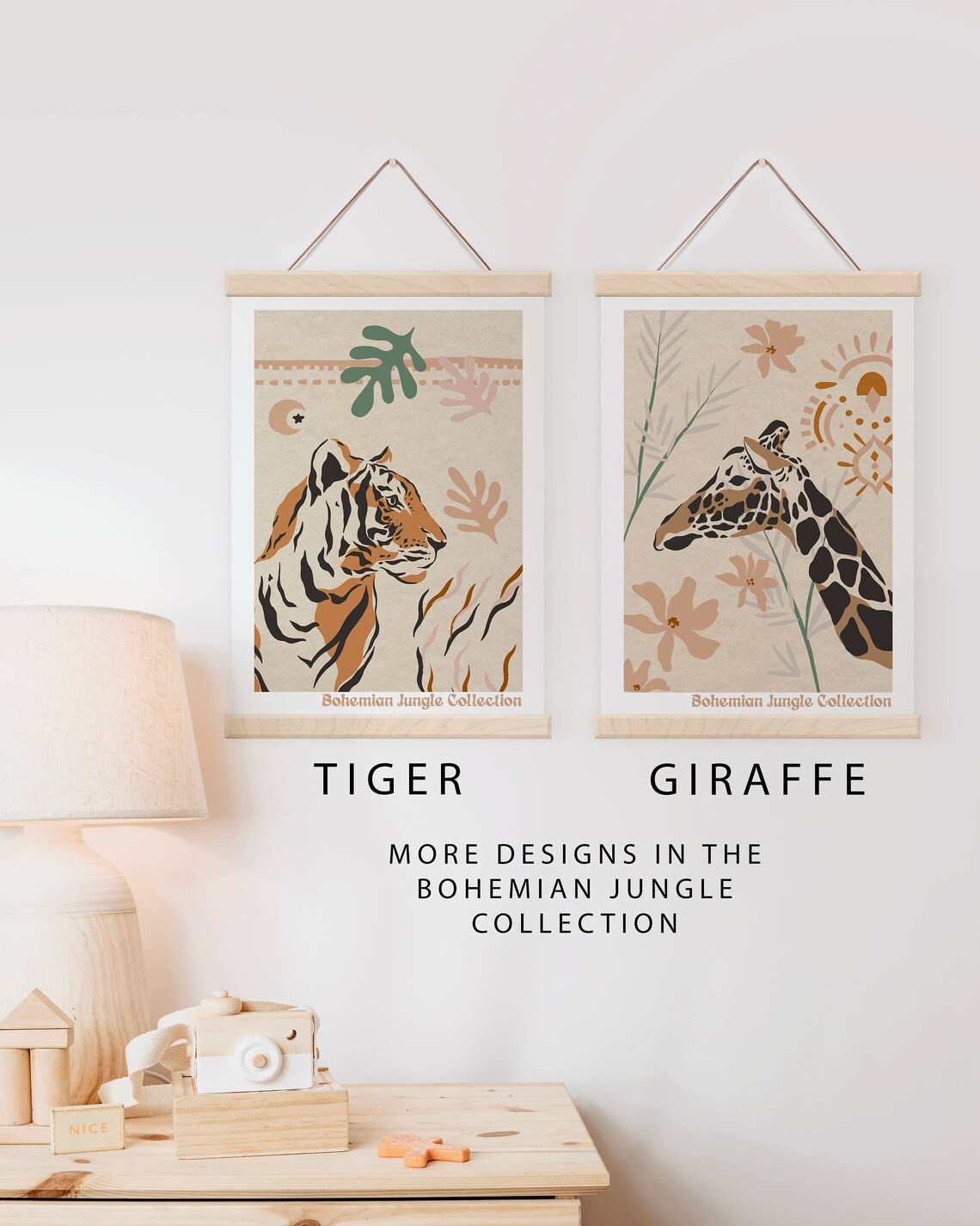 Boho Giraffe Print, Bohemian Nursery Jungle Decor - Image 2