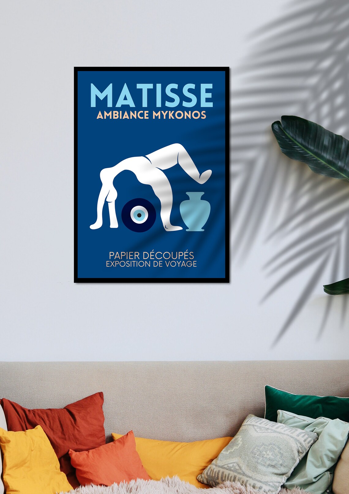 Matisse Style Ambiance Mykonos Acrobat Navy Greece Travel Poster - Image 4
